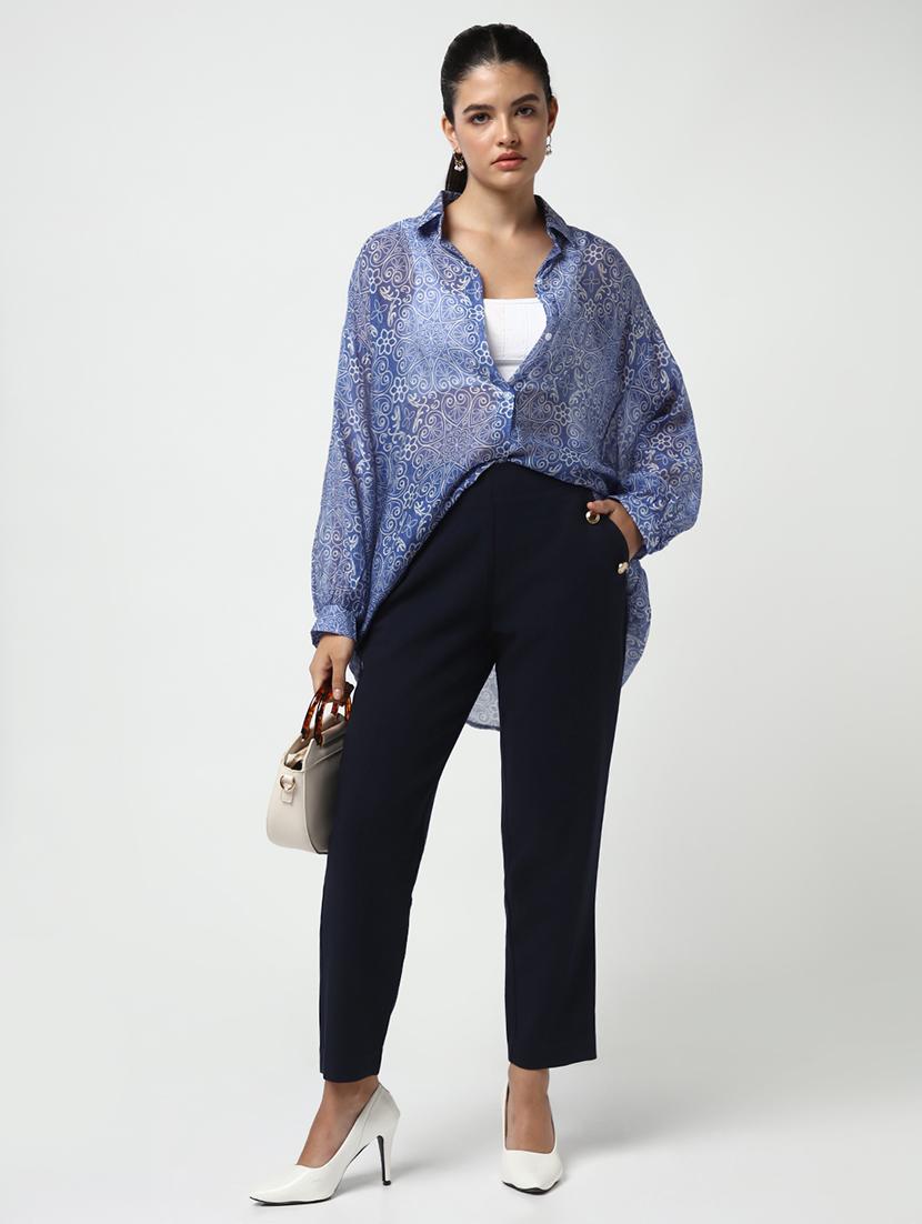 women printed collared oversized shirt - 21643307 - Standard Image - 5