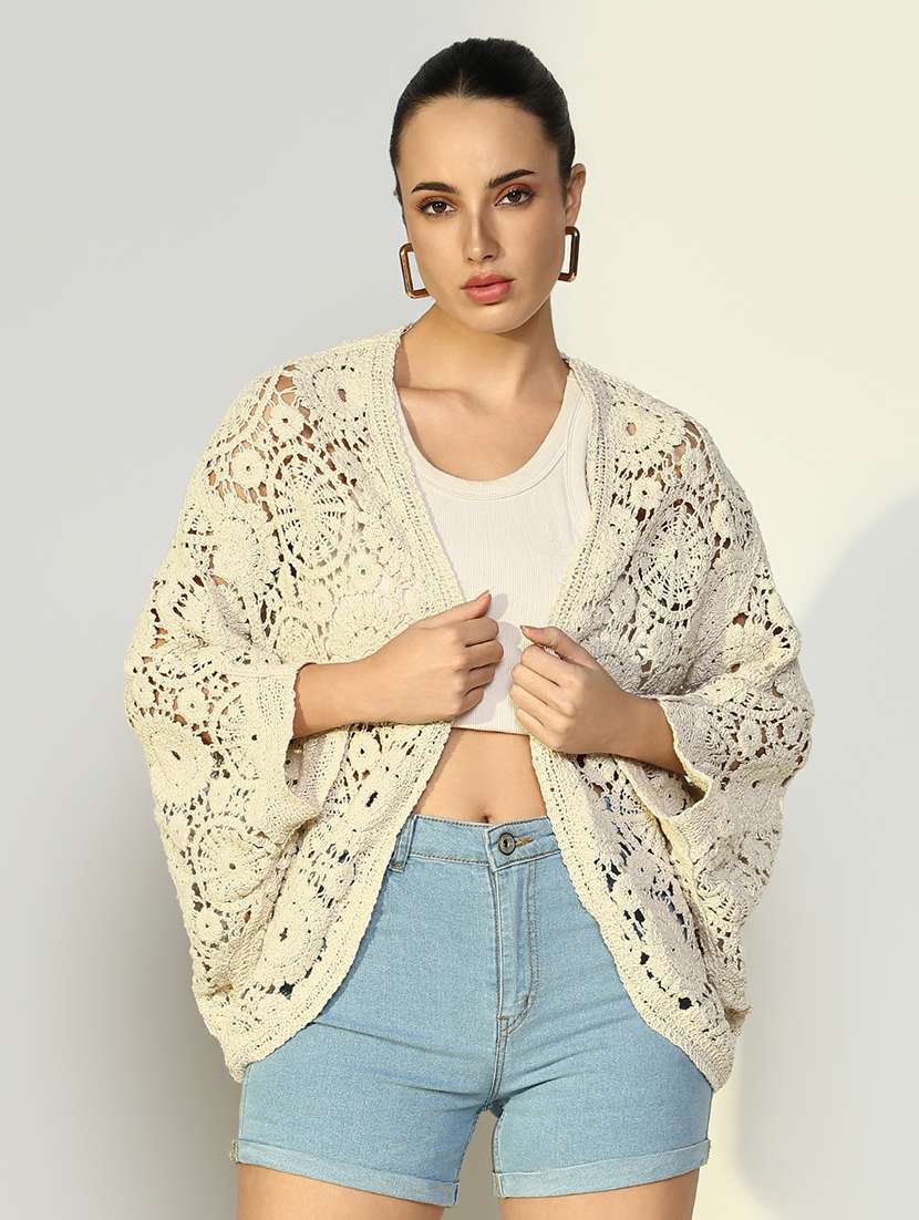 women crochet detailed shrug