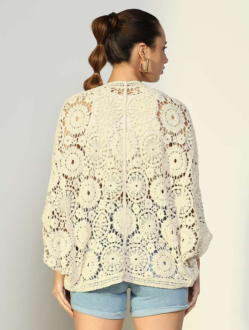 women crochet detailed shrug - 21643324 -  Standard Image - 3