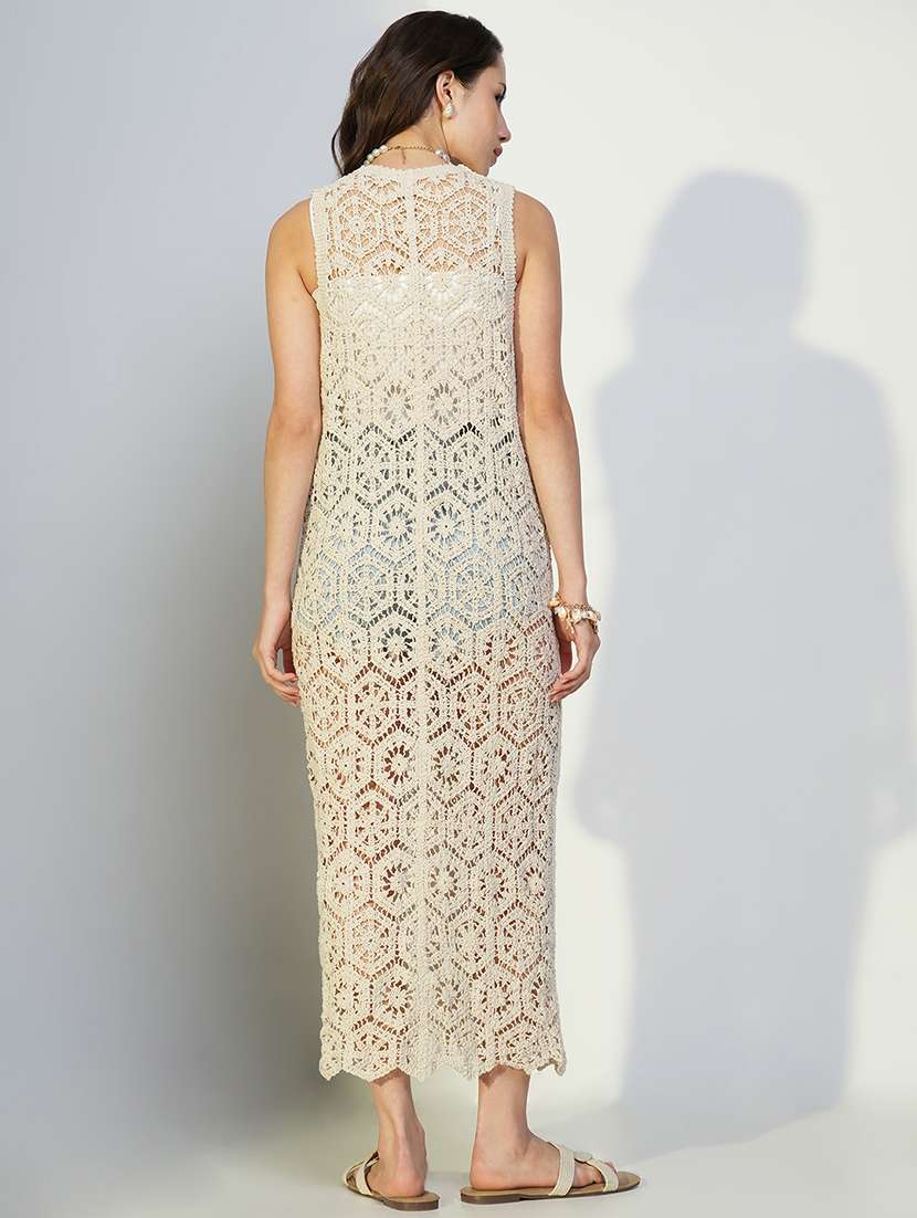women crochet detailed sleeveless long shrug - 21643325 -  Standard Image - 3
