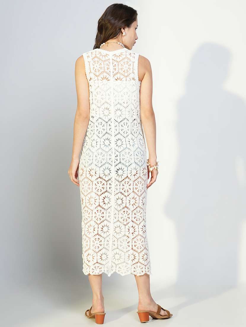 women crochet detailed sleeveless long shrug - 21643326 -  Standard Image - 3