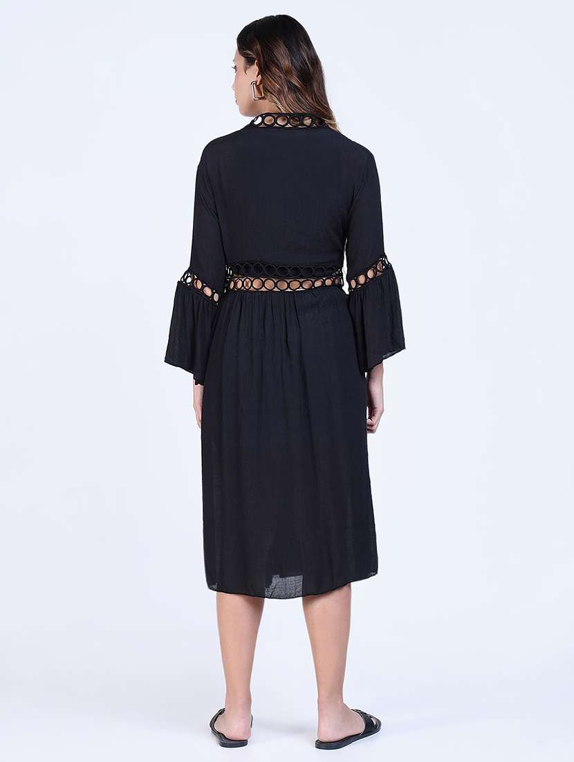 women lace detailed sleeveless long shrug - 21643332 -  Standard Image - 3