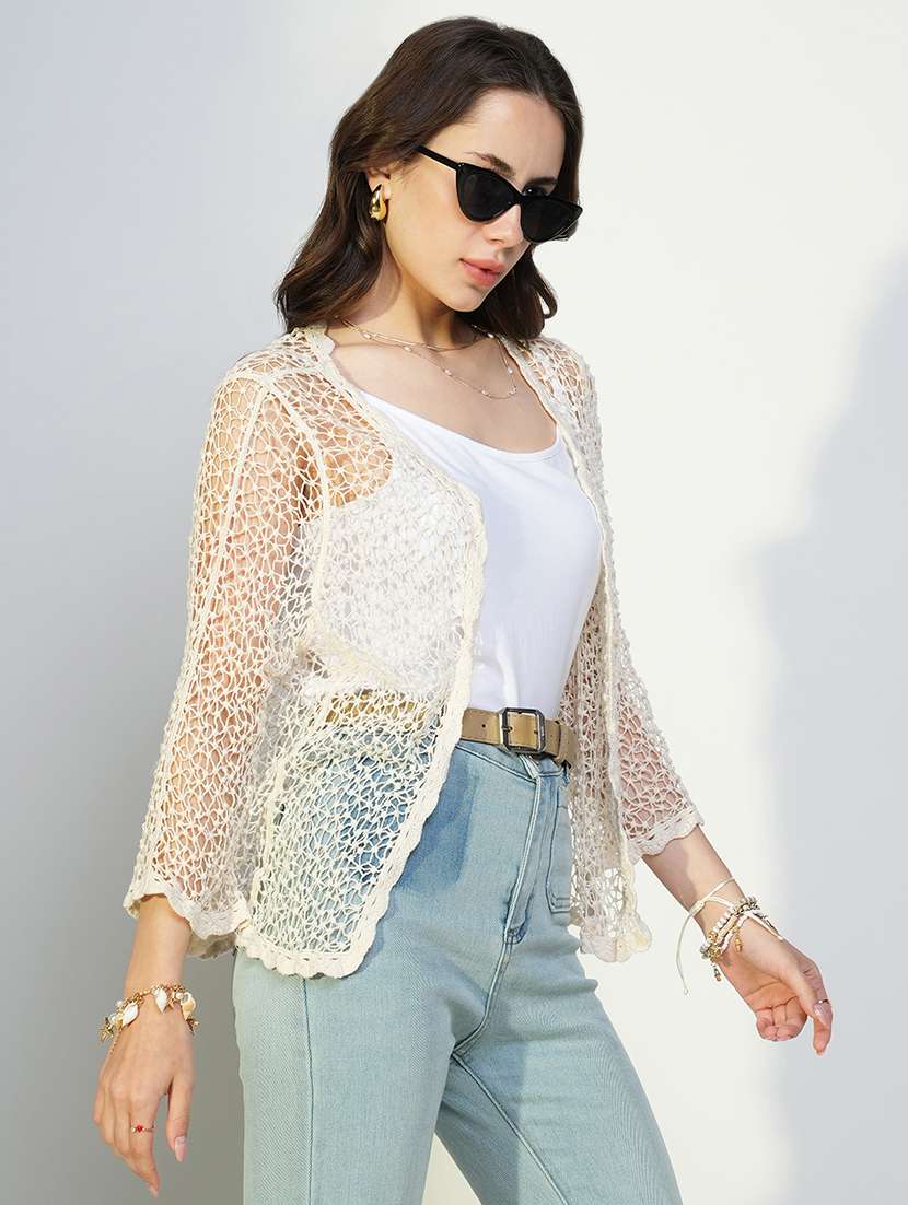 women lace detailed long shrug