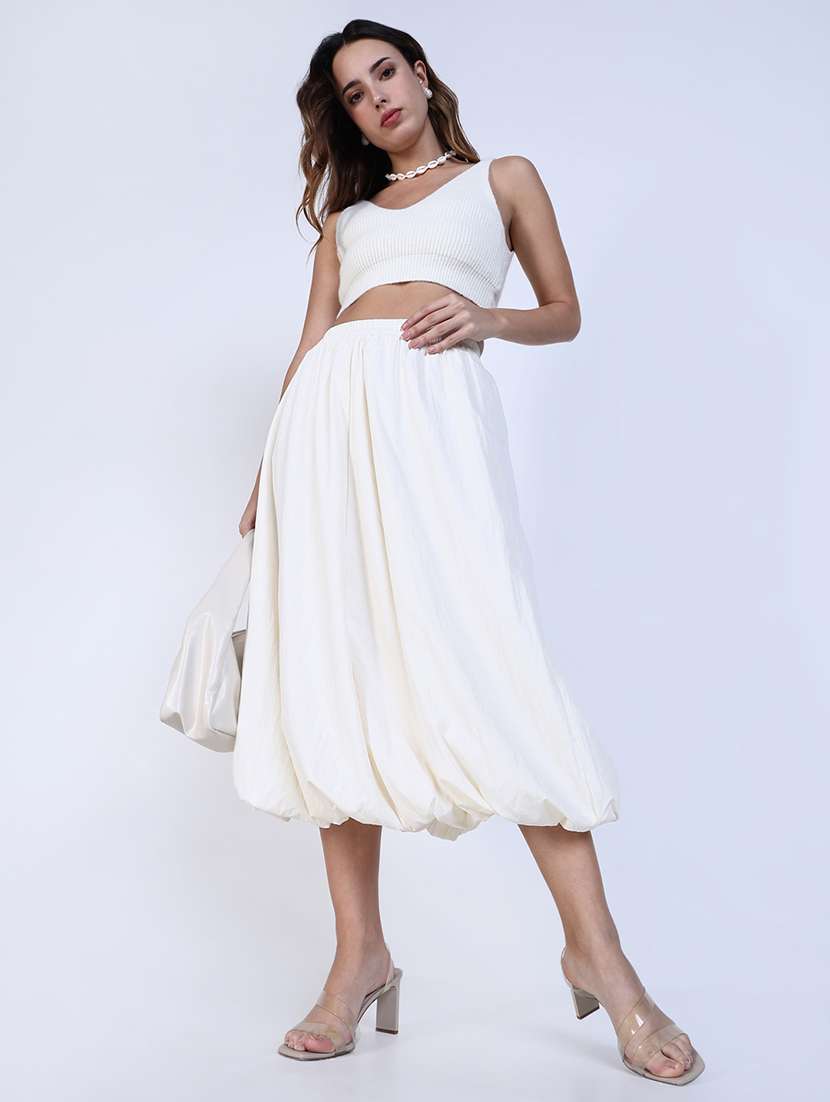 women solid high rise ballon skirt - 21643343 - Standard Image - 5