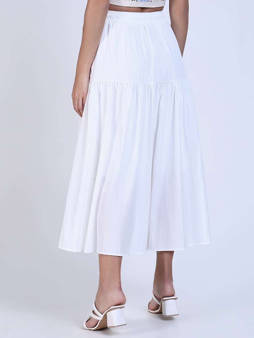 women solid high rise flared skirt - 21643346 - Standard Image - 3