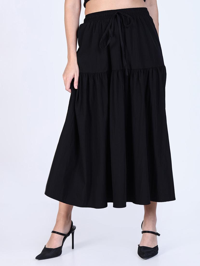 women solid high rise flared skirt - 21643348 -  Zoom Image - 0