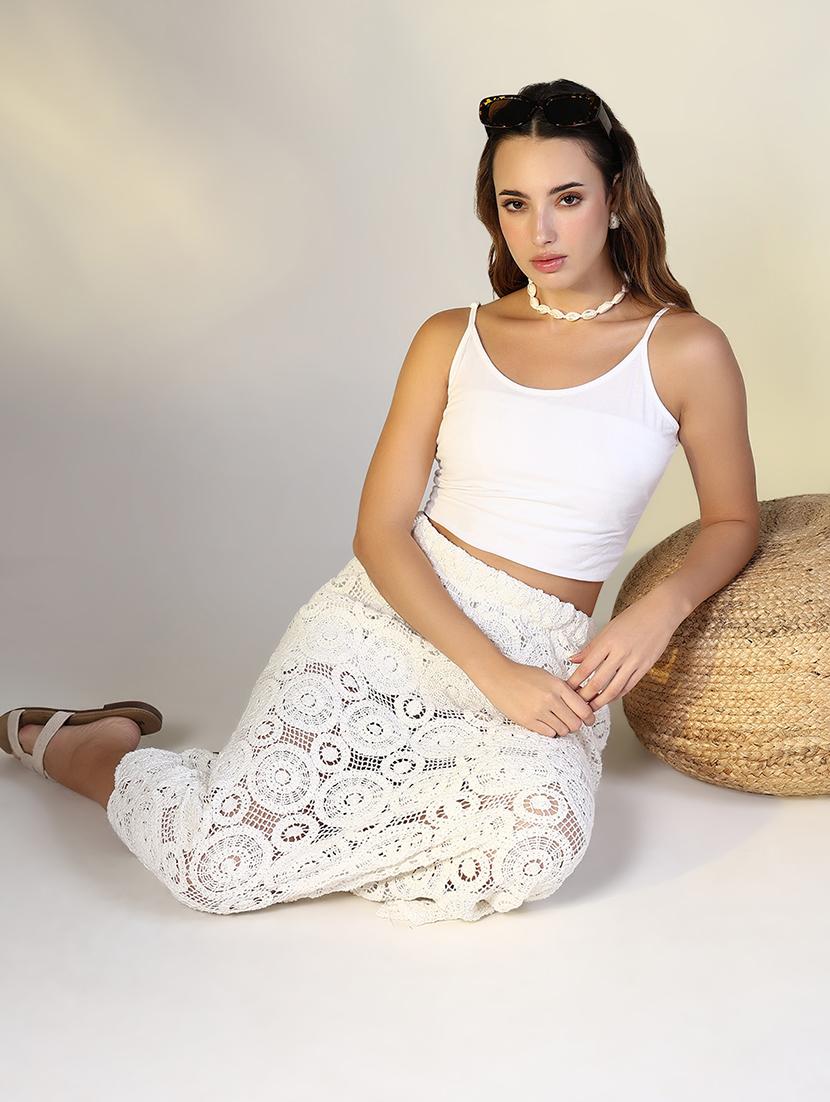 women crochet detailed straight skirt - 21643349 - Standard Image - 5