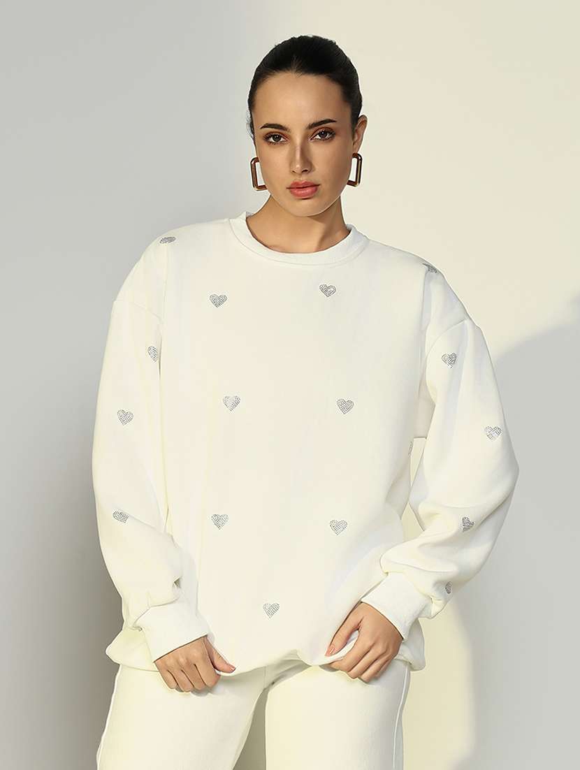women front print log sleeves sweatshirt