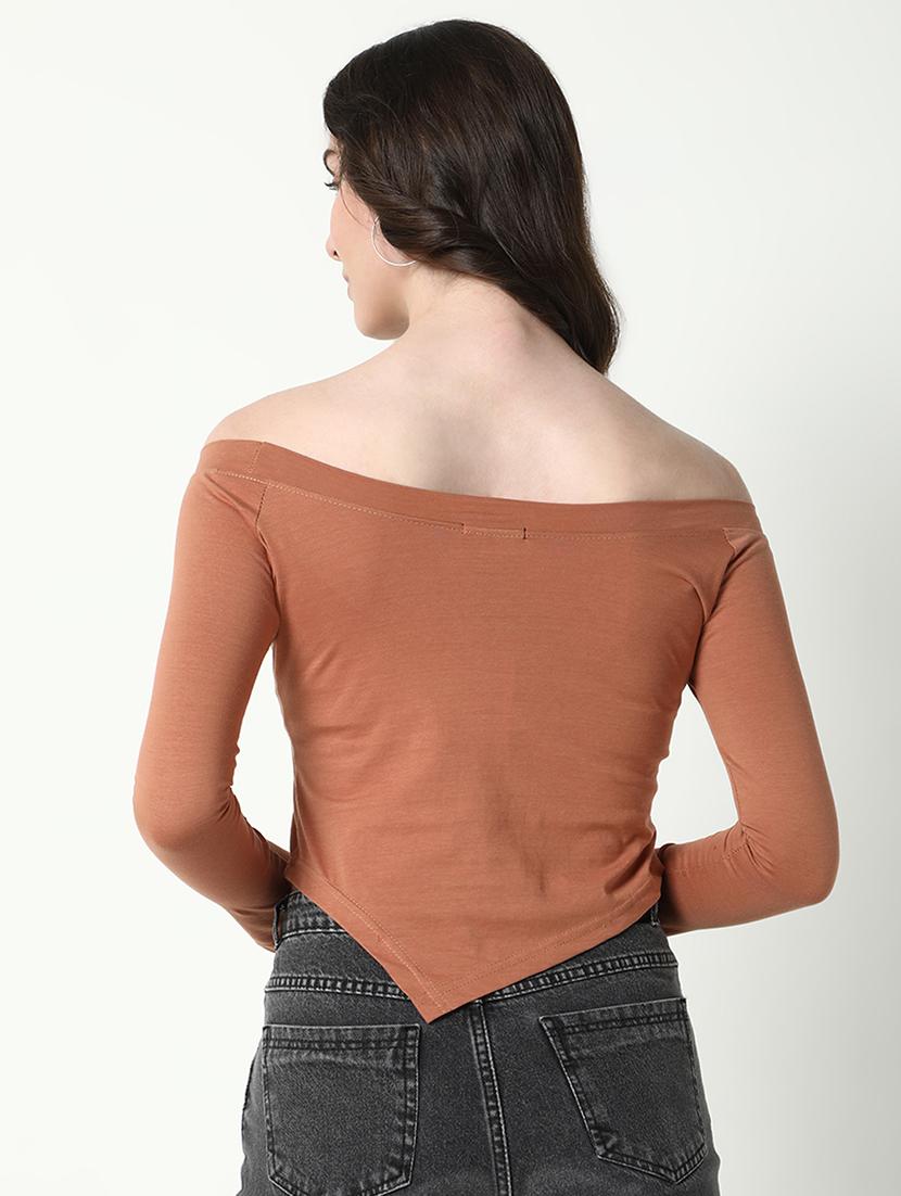 women typography off-shoulder neck top - 21643366 - Standard Image - 3