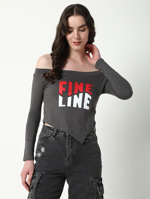 women typography off-shoulder neck top - 21643367 - Standard Image - 0