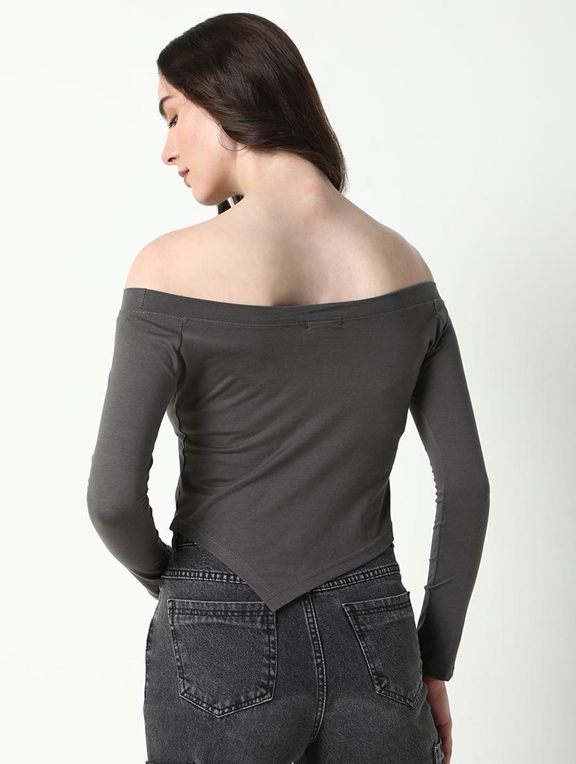 women typography off-shoulder neck top - 21643367 - Standard Image - 3