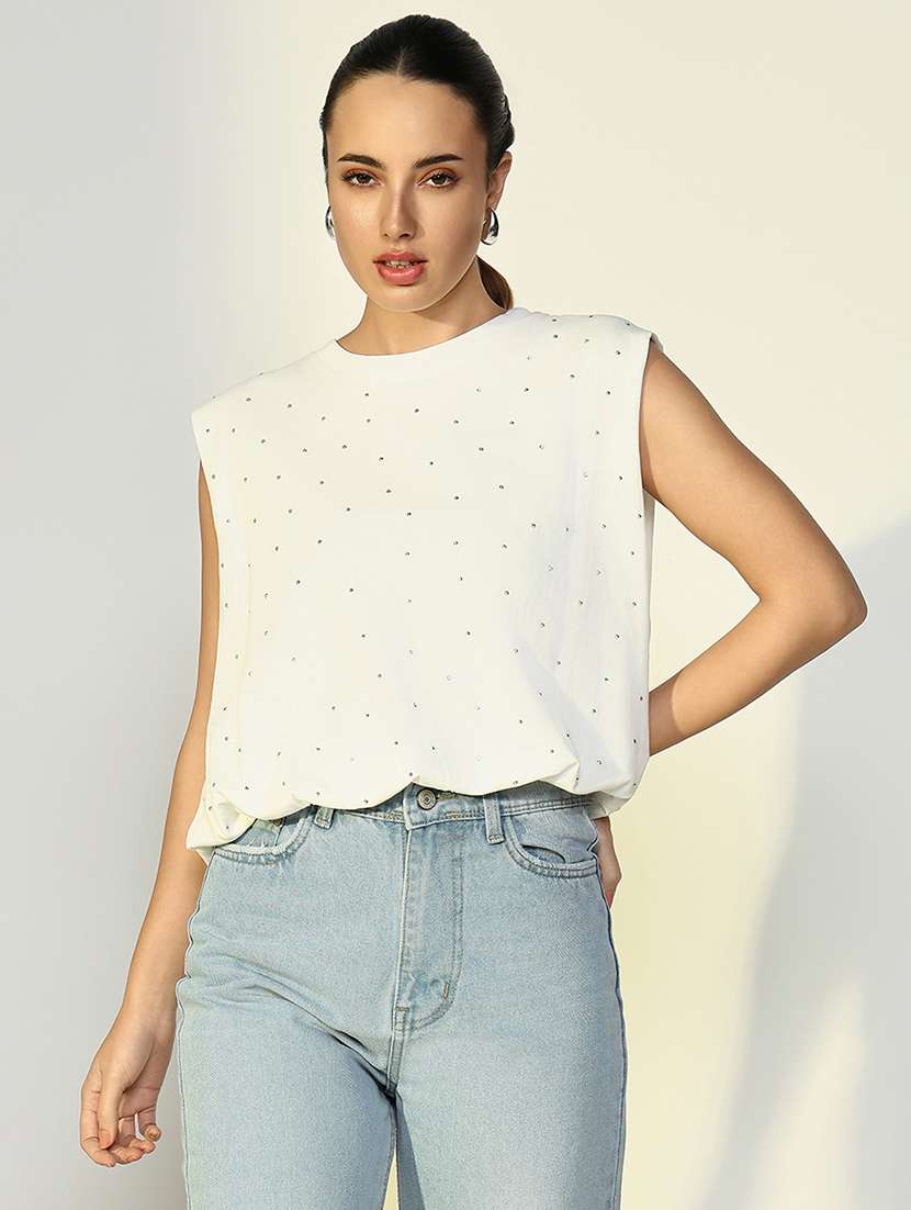 women polka doted sleeveless regular top - 21643384 -  Zoom Image - 0