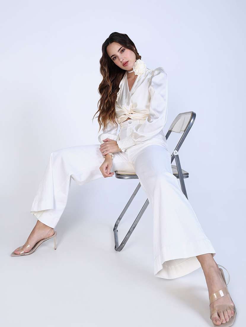 women solid puff sleeves regular top - 21643386 -  Standard Image - 5
