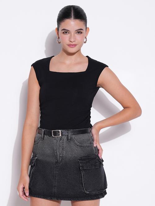 women solid sleeveless crop top - 21643398 - Standard Image - 0