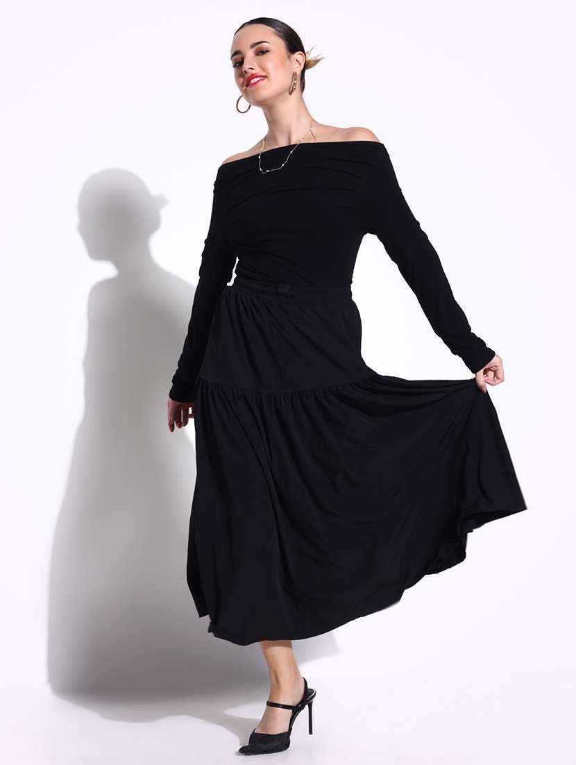 women solid off shoulder long sleeves top - 21643403 -  Standard Image - 3