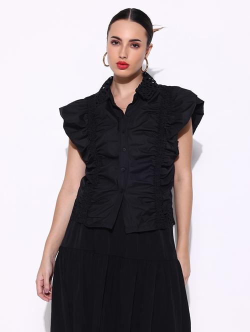 women black solid short sleeves top - 21643410 - Standard Image - 0