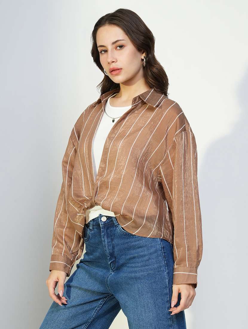 women white solid top with long sleeves shirt  - 21643430 -  Standard Image - 5