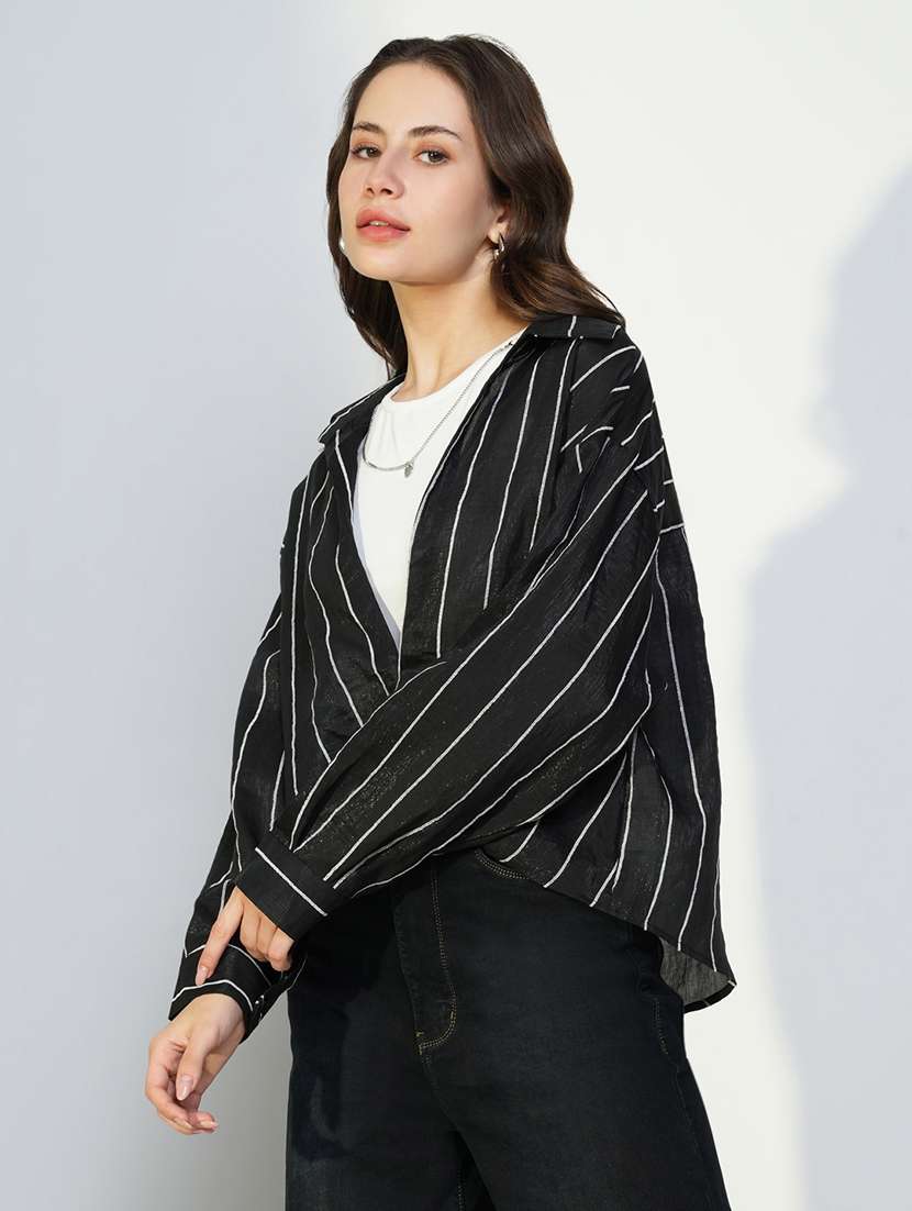 women white solid top with long sleeves shirt - 21643431 - Standard Image - 5