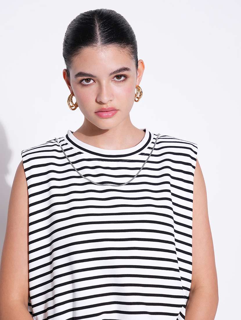 women striped sleeveless blouson top - 21643435 -  Standard Image - 5