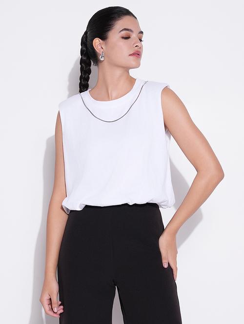 women white solid sleeveless top - 21643444 - Standard Image - 0