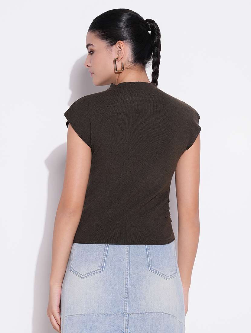 women solid mock neck sleeveless regular top - 21643453 -  Standard Image - 3