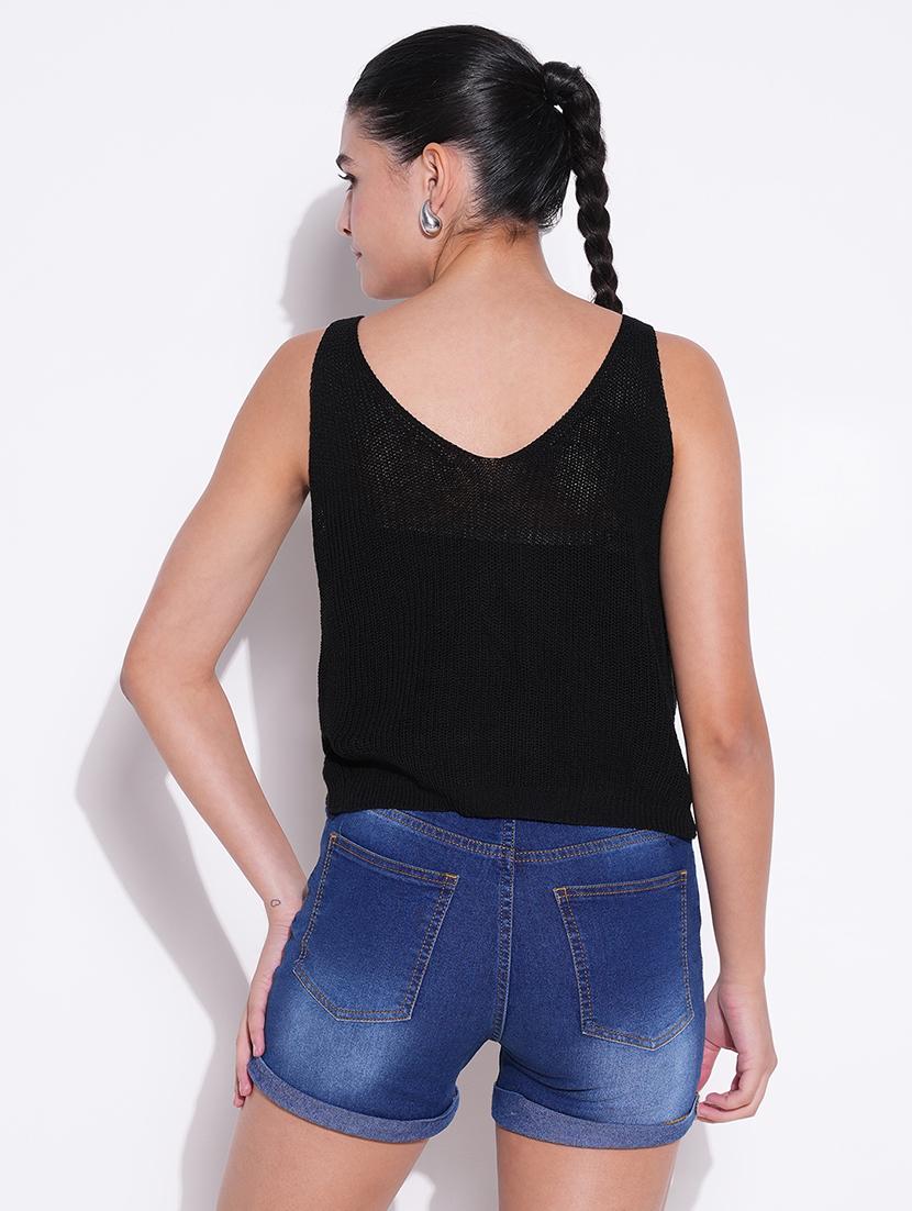 women solid sleeveless crop top - 21643458 - Standard Image - 3