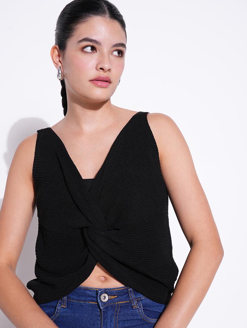 women solid sleeveless crop top - 21643458 - Standard Image - 5