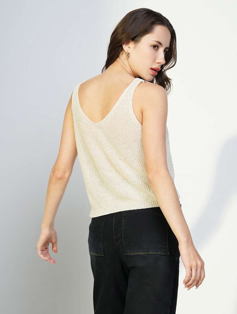 women solid sleeveless crop top - 21643459 - Standard Image - 3