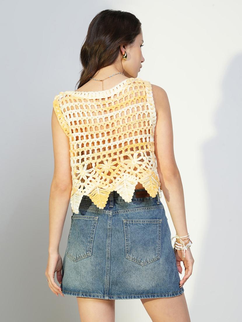 women crochet detailed sleeveless top - 21643465 - Standard Image - 3