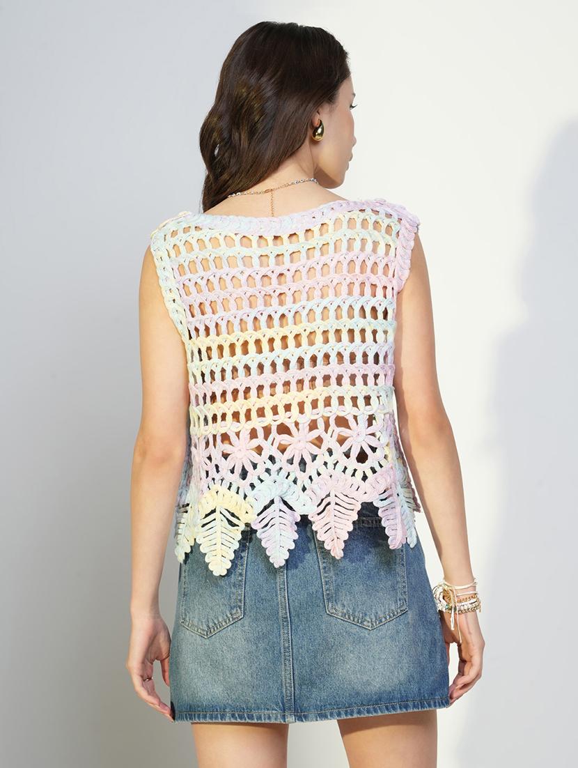 women crochet detailed sleeveless top - 21643466 - Standard Image - 3