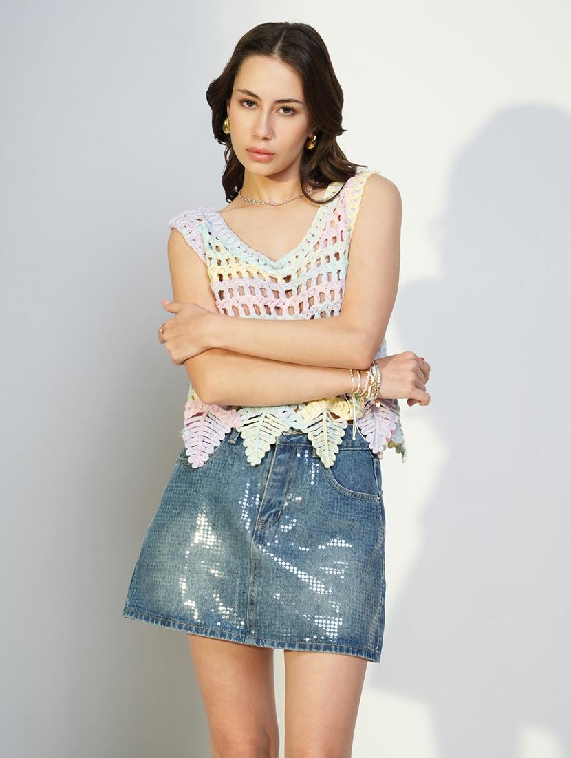 women crochet detailed sleeveless top - 21643466 - Standard Image - 5