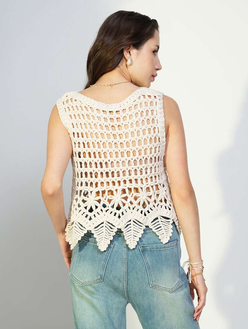 women crochet detailed sleeveless top - 21643469 -  Standard Image - 3