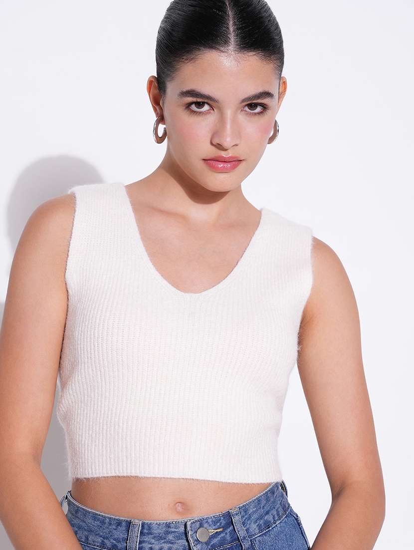 women solid sleeveless crop top - 21643476 -  Standard Image - 5