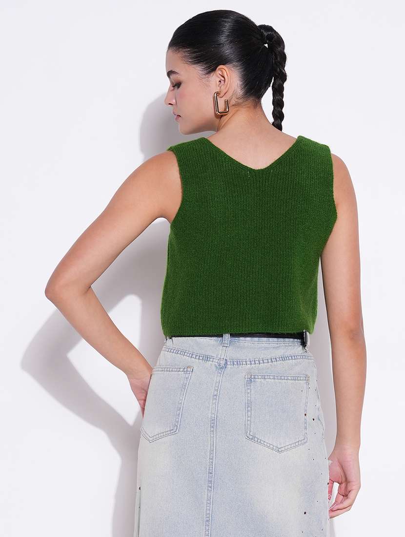 women solid sleeveless crop top - 21643477 -  Standard Image - 3