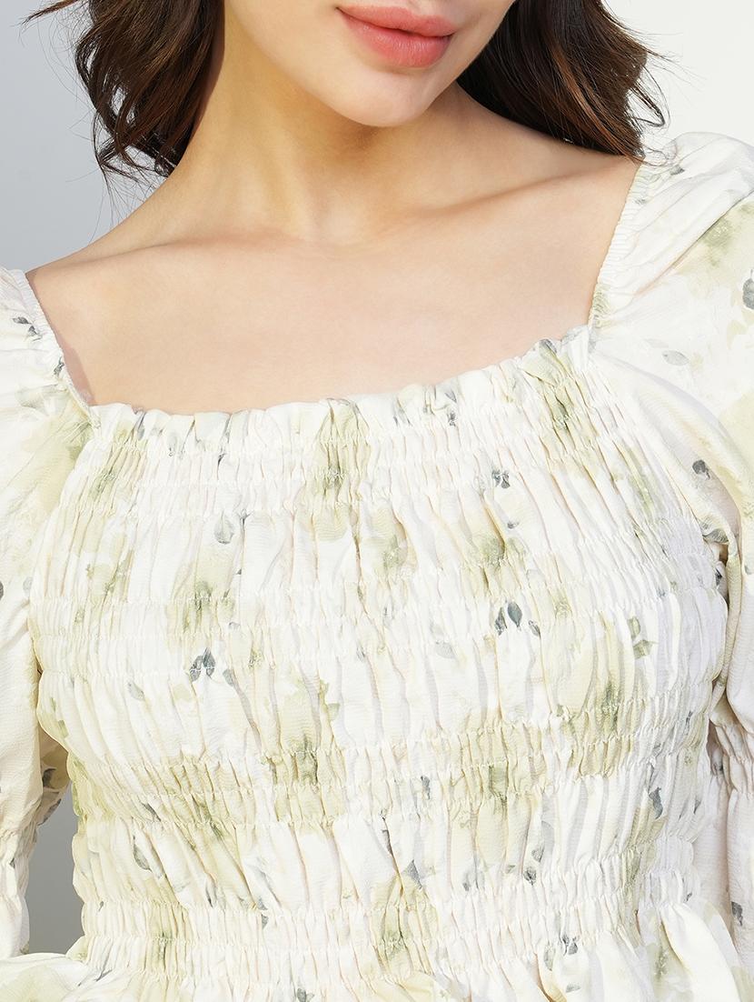 women printed smocked detailed peplum top - 21643489 - Standard Image - 5