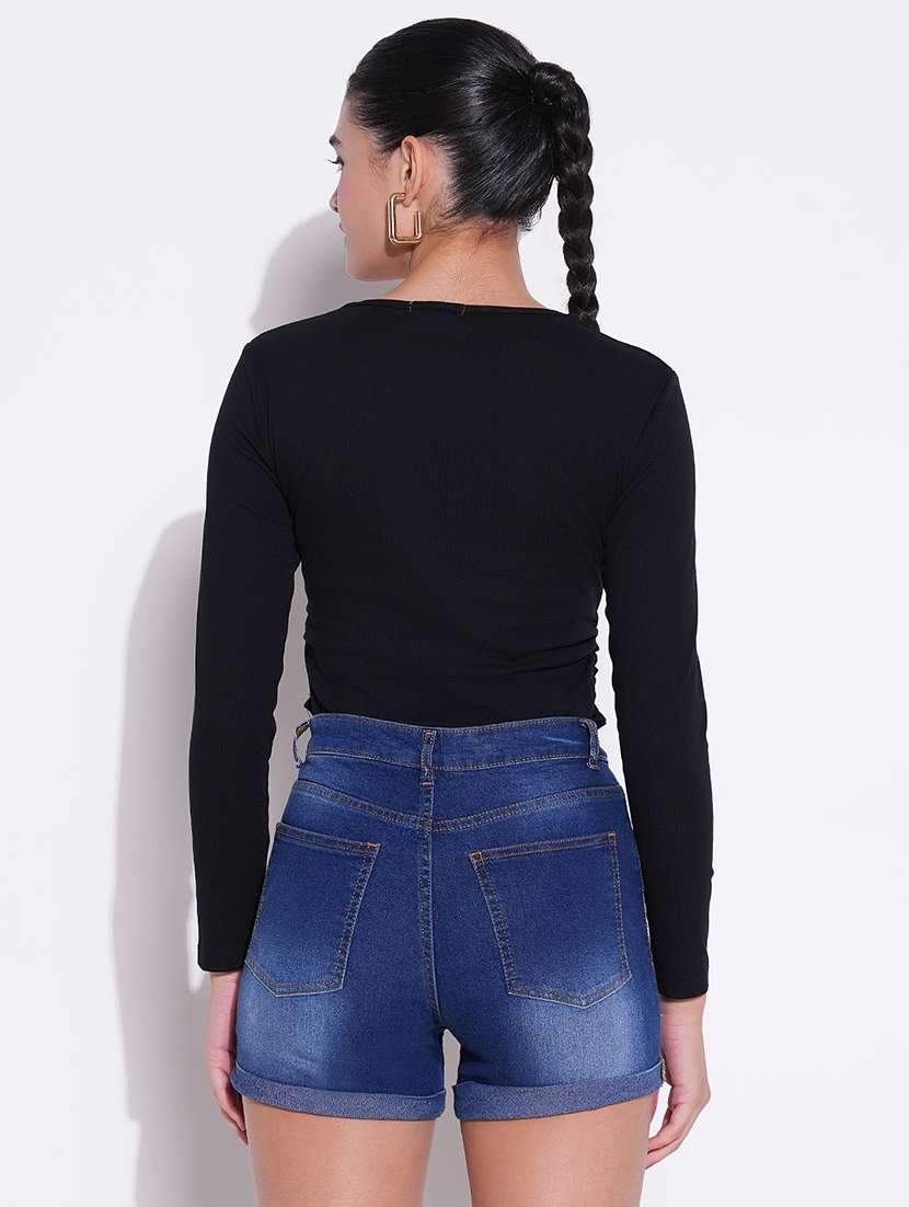 women black solid long sleeves top - 21643499 -  Standard Image - 3