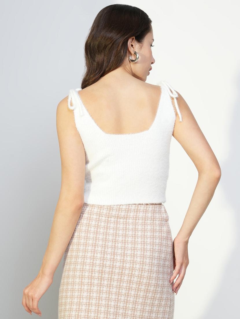 women white solid sleeveless crop top - 21643508 - Standard Image - 3