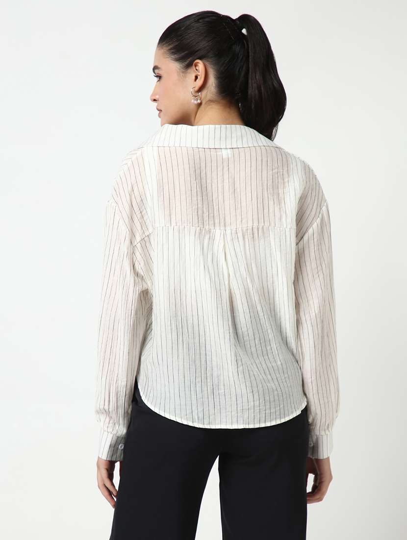 women stripes long sleeve shirt - 21643523 -  Standard Image - 3