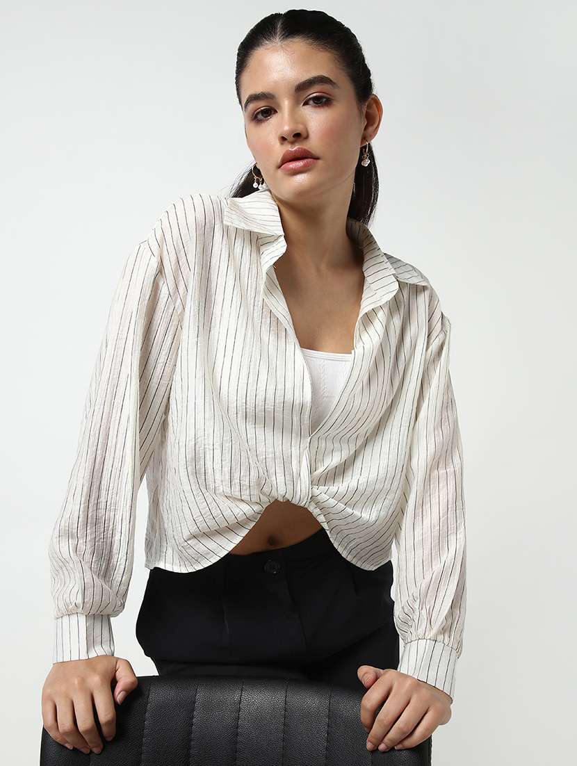 women stripes long sleeve shirt - 21643523 -  Standard Image - 5
