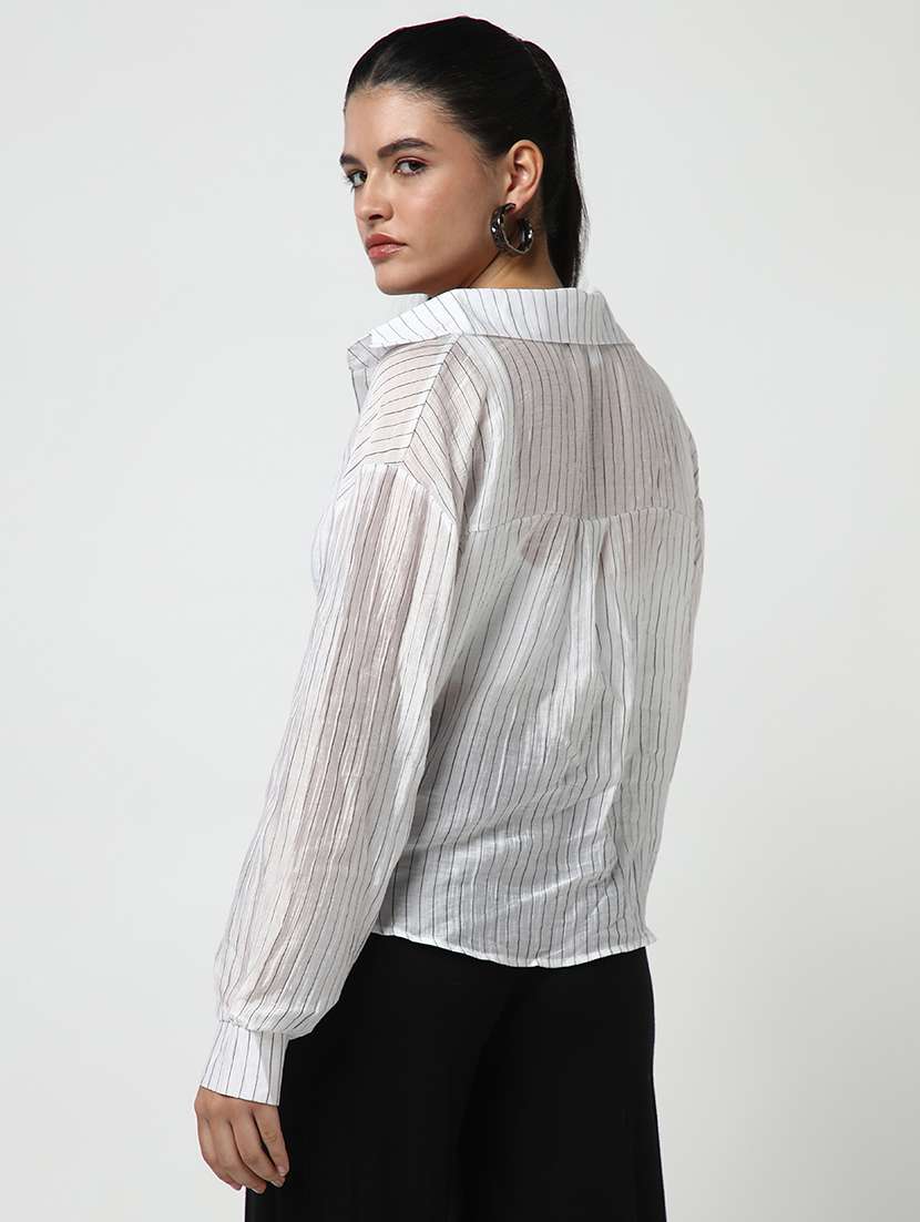 women stripes long sleeve shirt - 21643524 -  Standard Image - 3