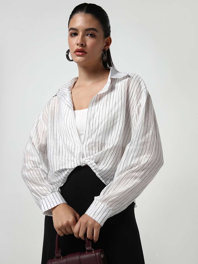 women stripes long sleeve shirt - 21643524 -  Standard Image - 5