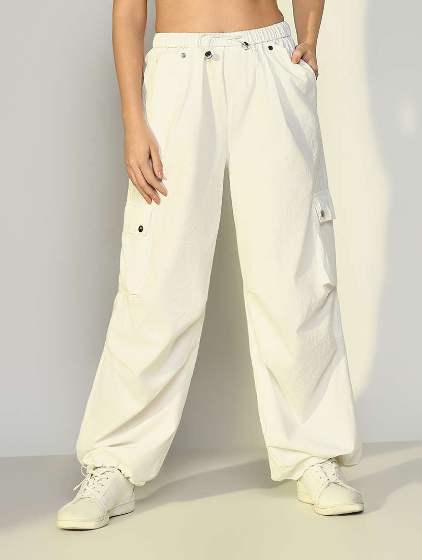women solid high rise cargos 