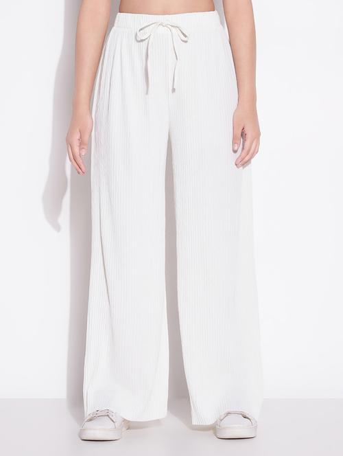 women solid high rise wide leg trouser - 21643539 -  Standard Image - 0
