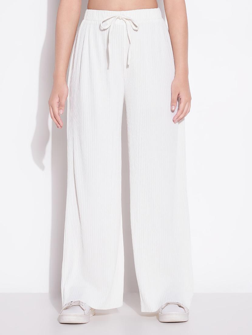 women solid high rise wide leg trouser - 21643539 -  Zoom Image - 0