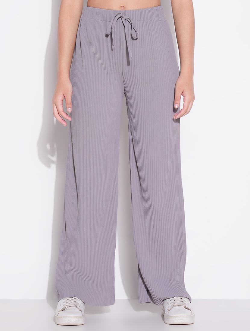 women solid high rise wide leg trouser - 21643540 - Zoom Image - 0