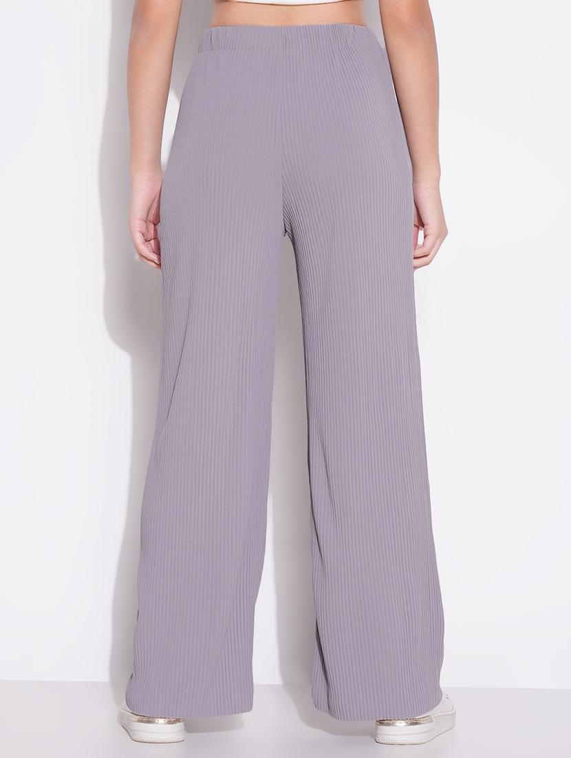 women solid high rise wide leg trouser - 21643540 - Standard Image - 3