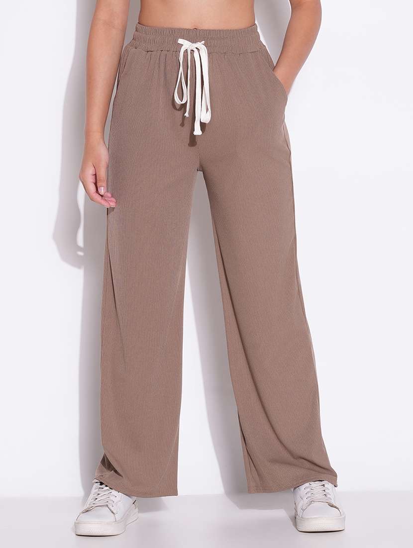 women solid high rise wide leg trouser - 21643543 - Zoom Image - 0