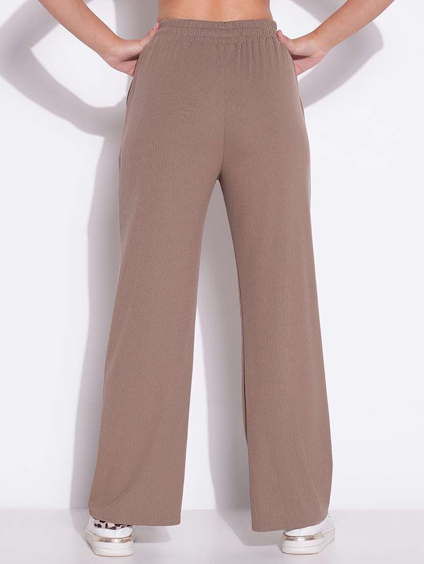 women solid high rise wide leg trouser - 21643543 - Standard Image - 3