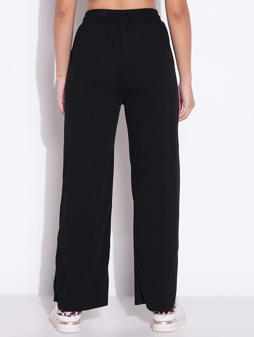 women solid high rise wide leg trouser - 21643546 - Standard Image - 3