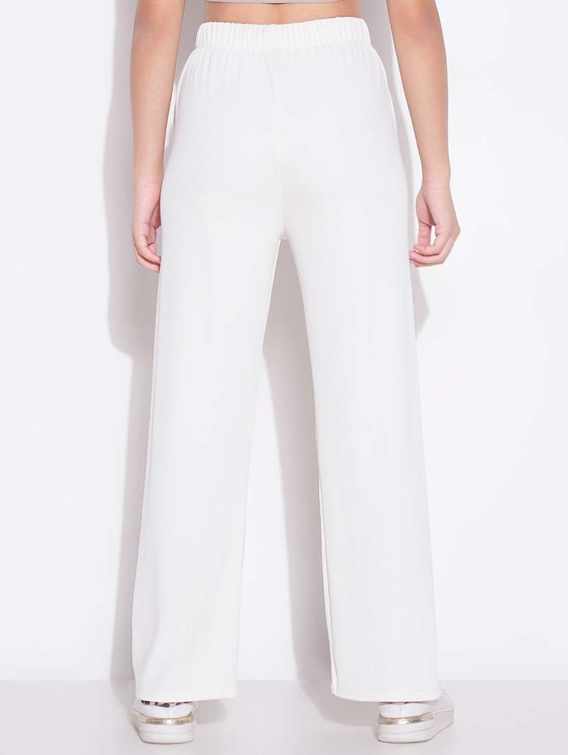 women solid high rise wide leg trouser - 21643547 -  Standard Image - 3